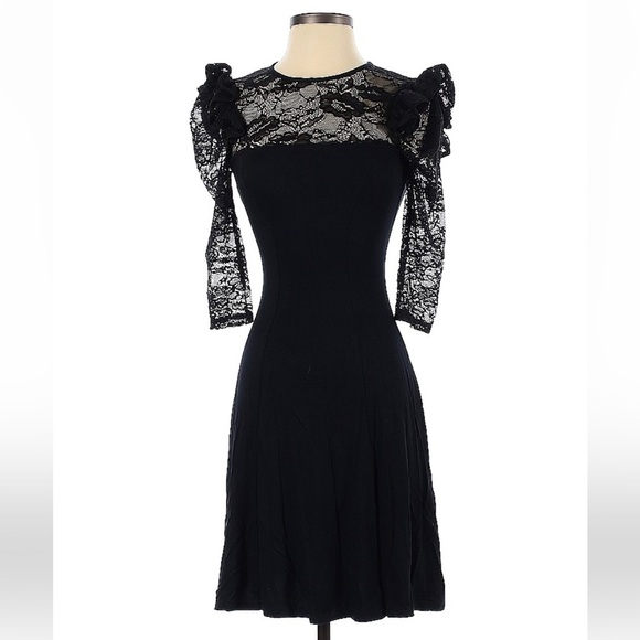 ASOS Wednesday Adams Style Goth lace frill sleeve Dress XS - Picture 2 of 5